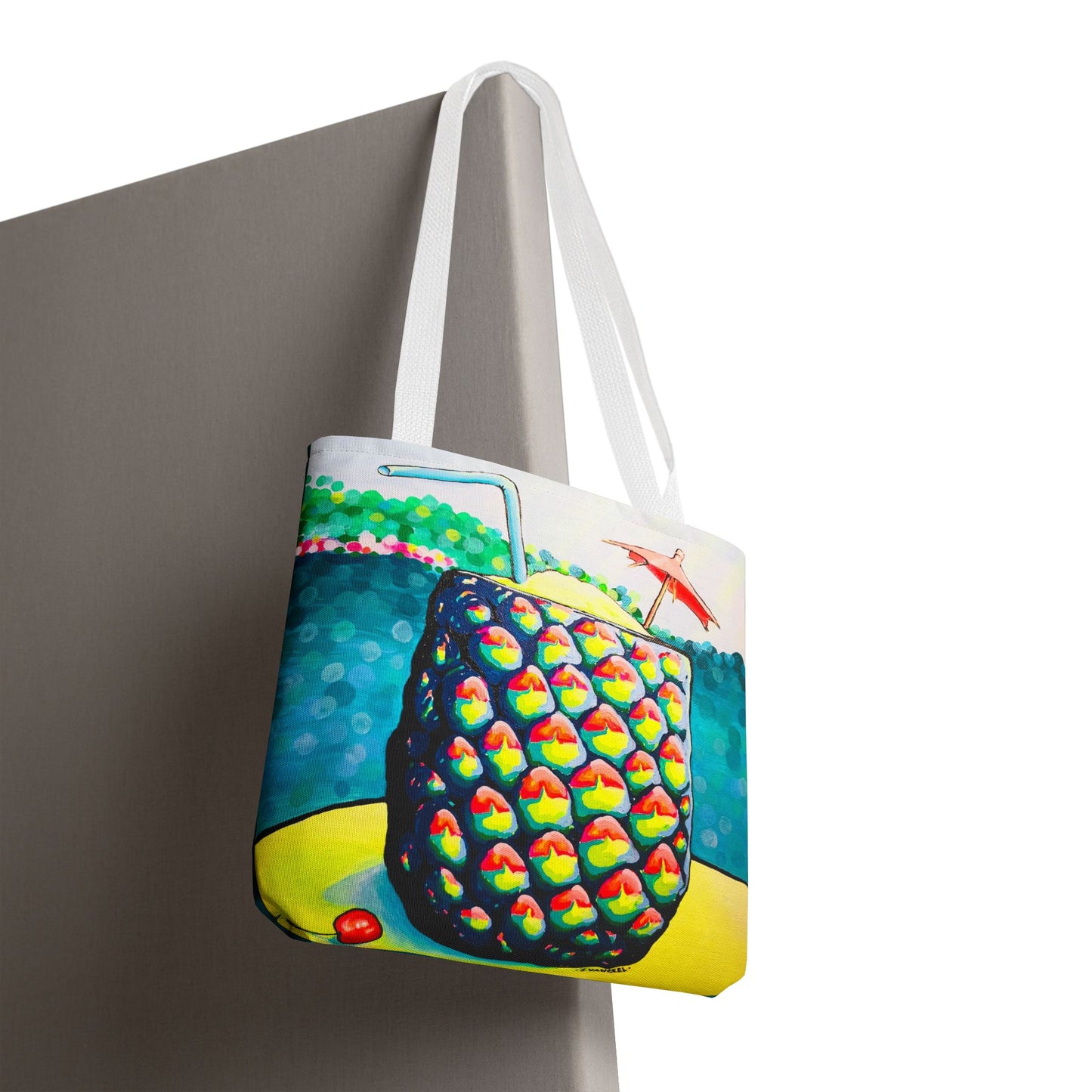 Premium Neon Piña Colada Tote Bag, Original Artist Design, Reusable Shopping Tote,  Eco-Friendly
