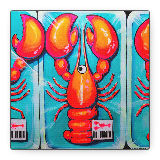 Neon Lobster Canvas Print, Original Artist Design, Home Decor, Wall Art