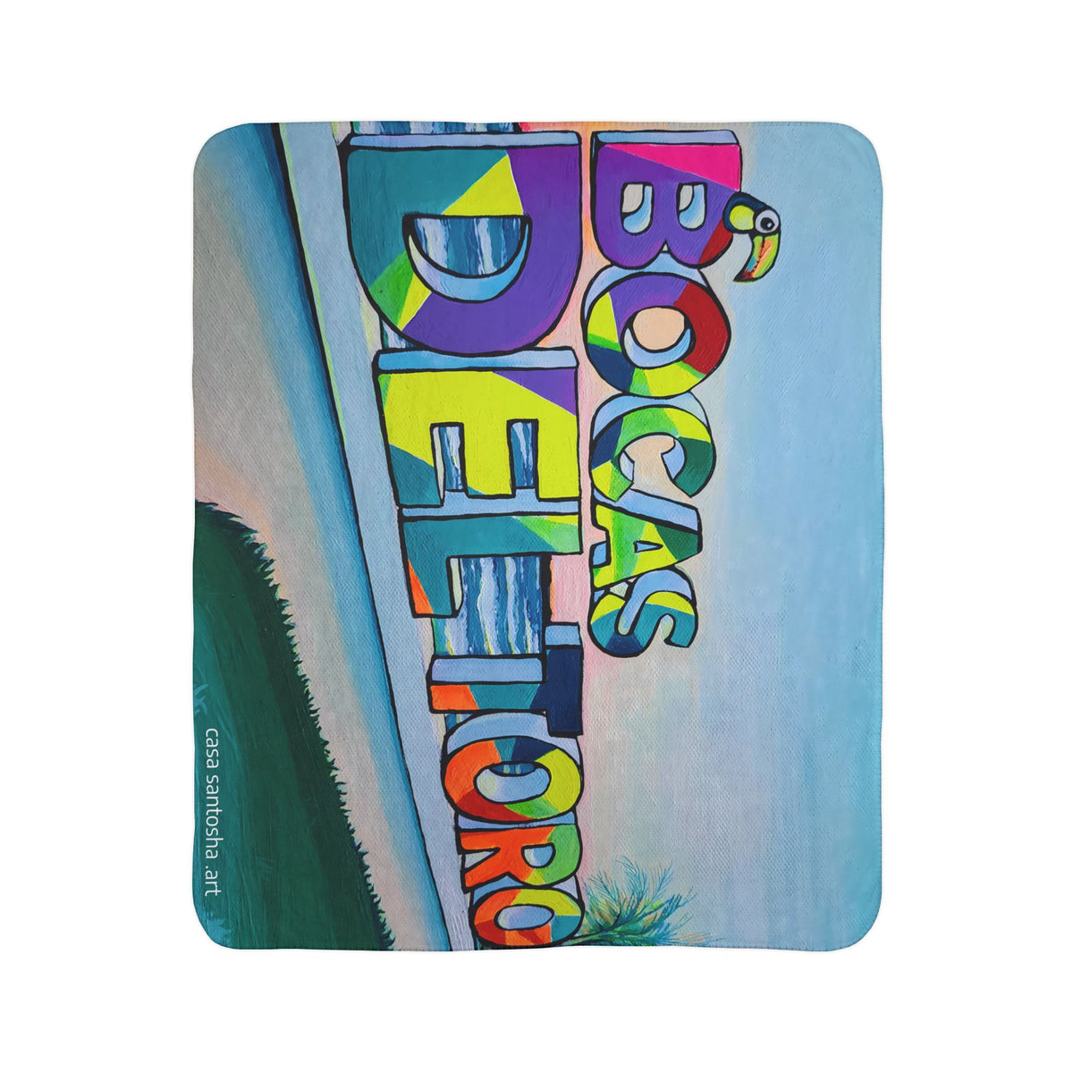 Bocas Del Toro Sign Fleece Sherpa Blanket