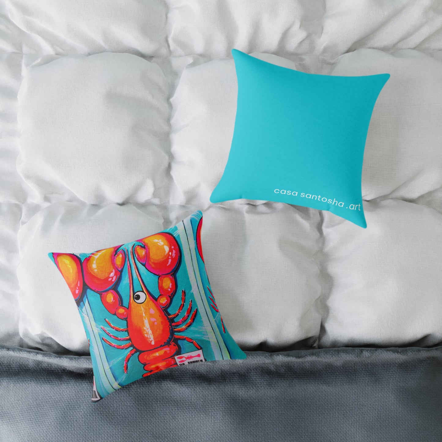 Neon Lobster Art Canvas Decorative Pillow