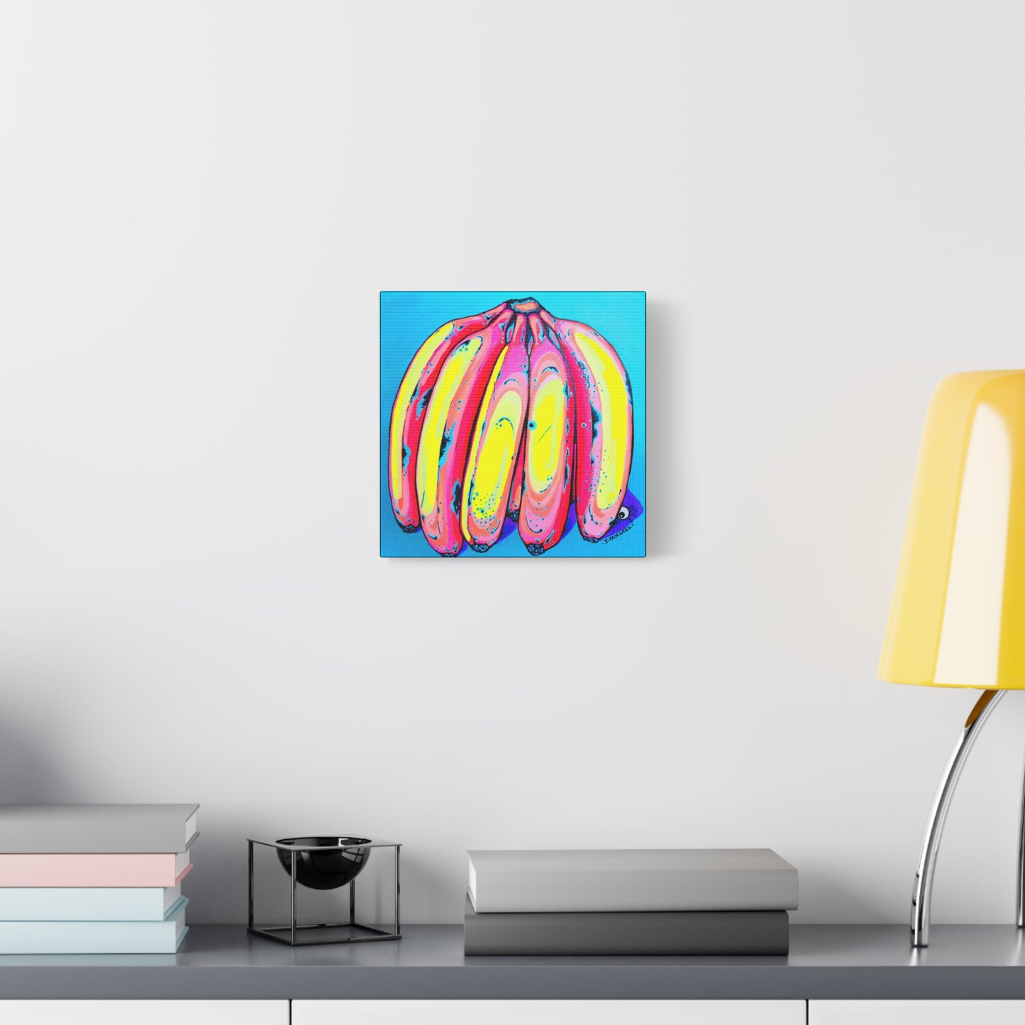 Neon Fat Bananas Canvas Wall Art