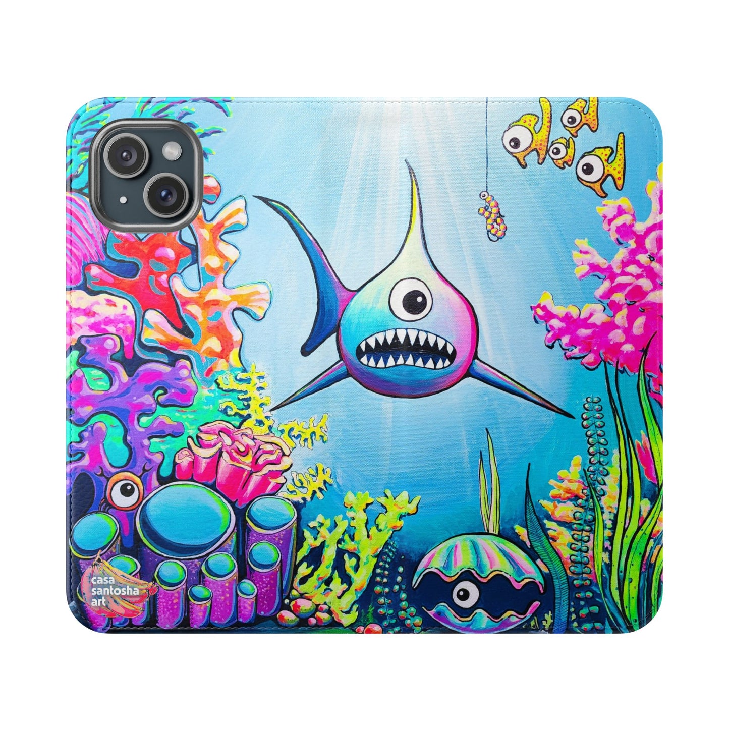 Cyclops Shark Flip Phone Case – Wallet Cover with Card Slots