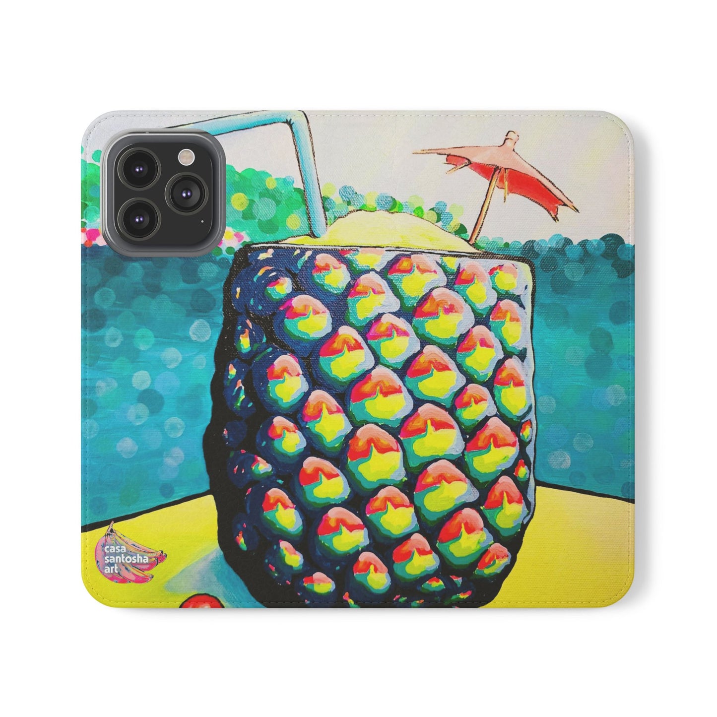 Neon Piña Colada Flip Phone Case – Wallet Cover with Card Slots
