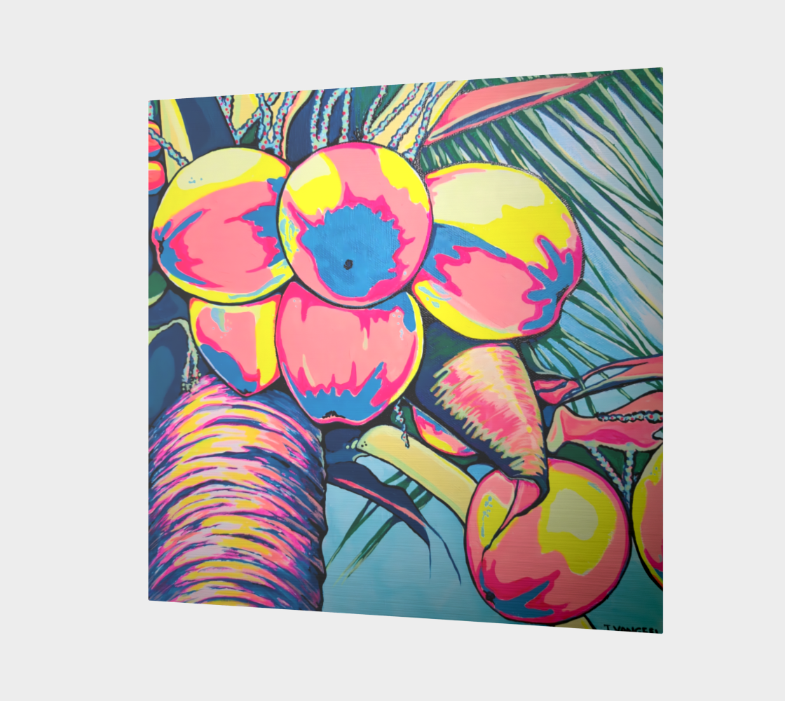 Neon Coconuts Aluminum Wall Art