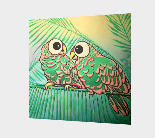 Chatty Cyclops Parrots Aluminum Wall Art