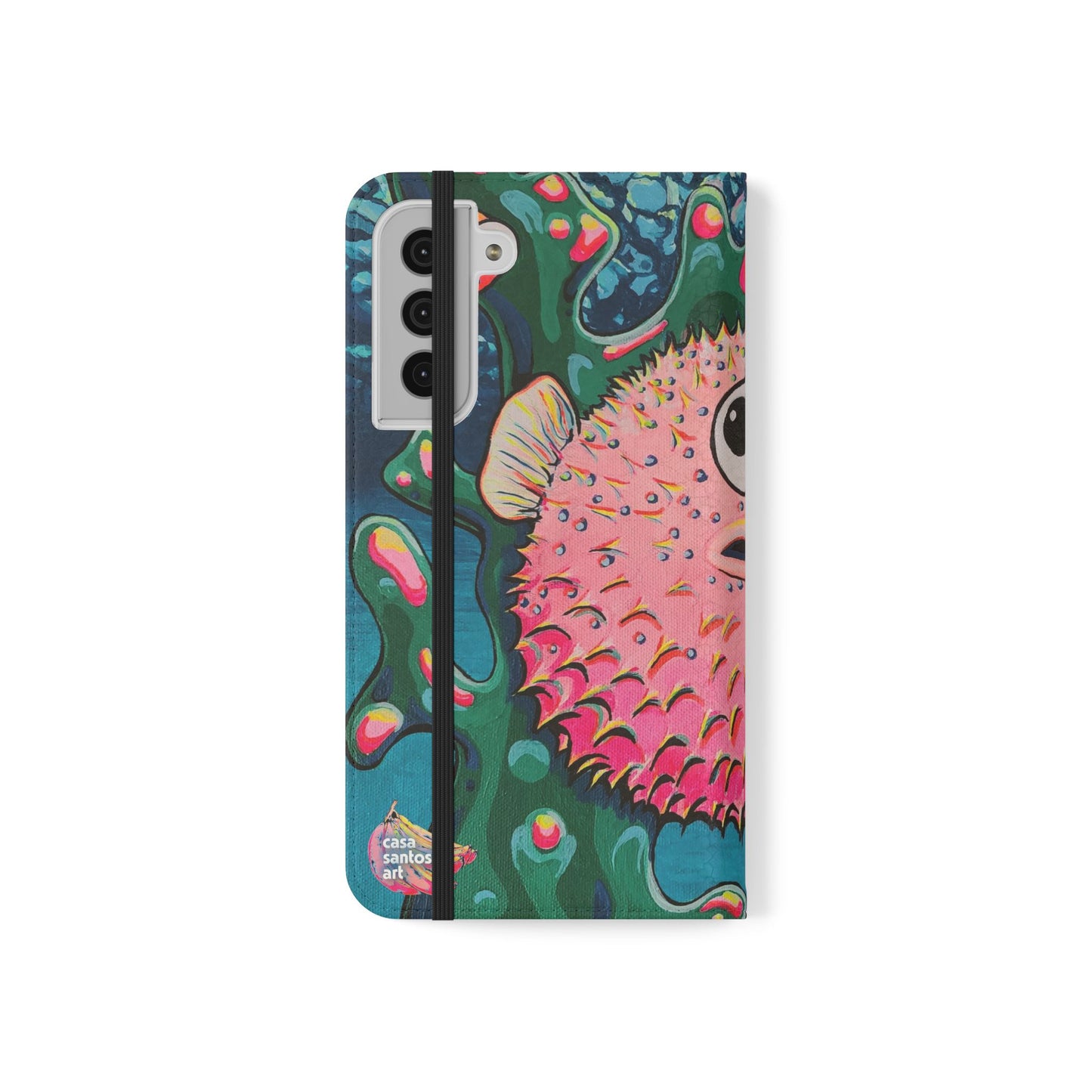 Cyclops Pufferfish Flip Phone Case – Wallet Cover with Card Slots