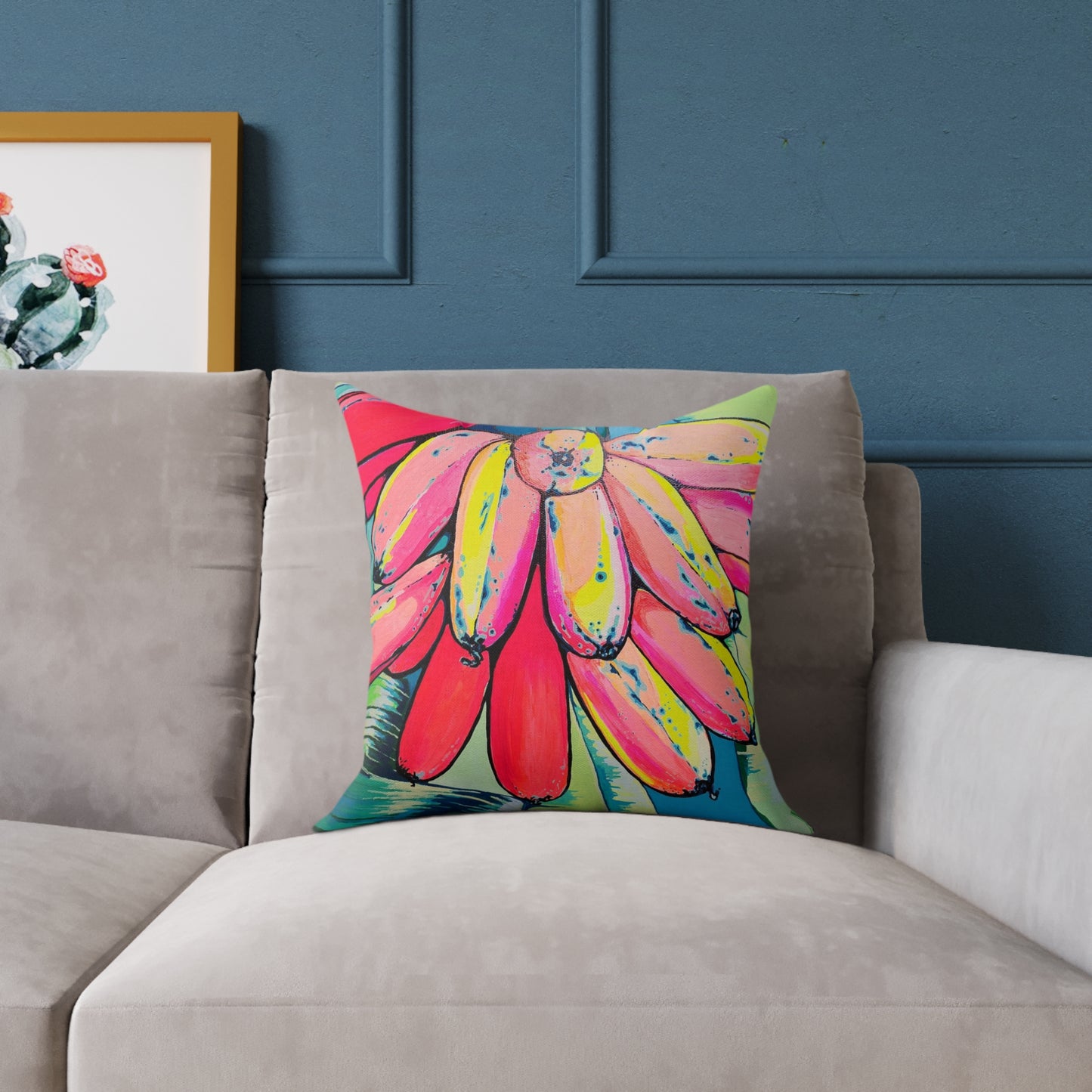 Neon Primitivo Bananas Art Canvas Decorative Pillow