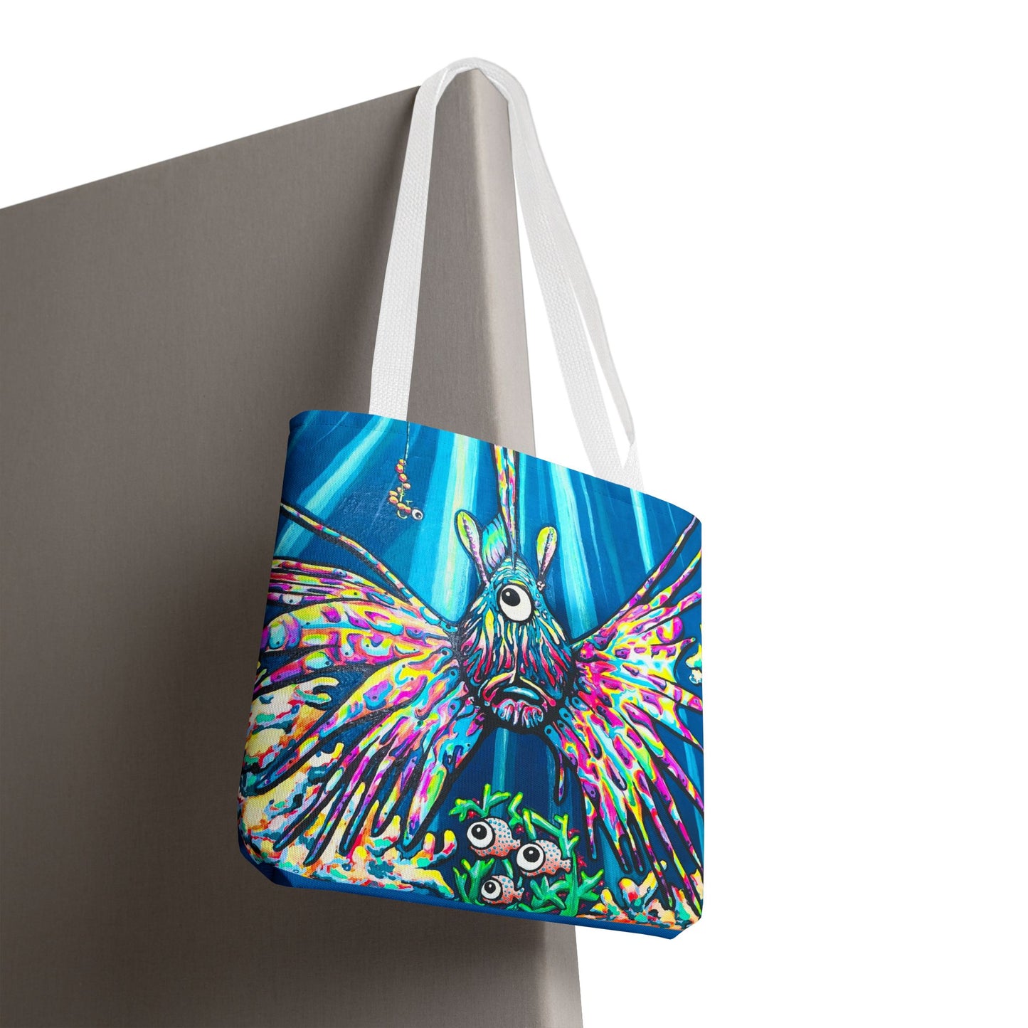 Premium Cyclops Lionfish Tote Bag, Original Artist Design, Reusable Shopping Tote,  Eco-Friendly