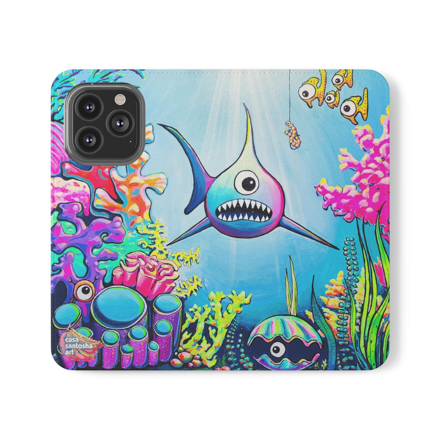 Cyclops Shark Flip Phone Case – Wallet Cover with Card Slots