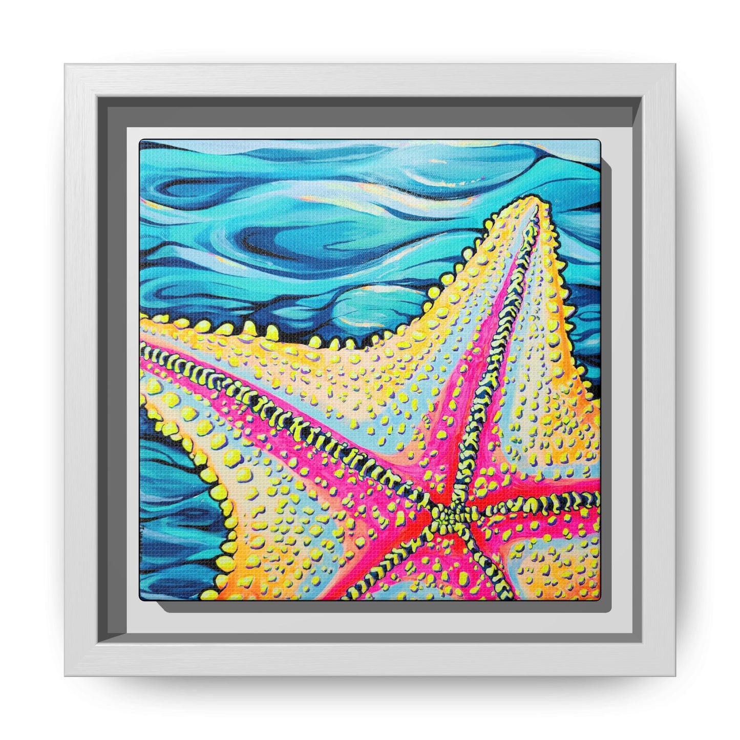 Framed Starfish Beach Bocas Canvas Print