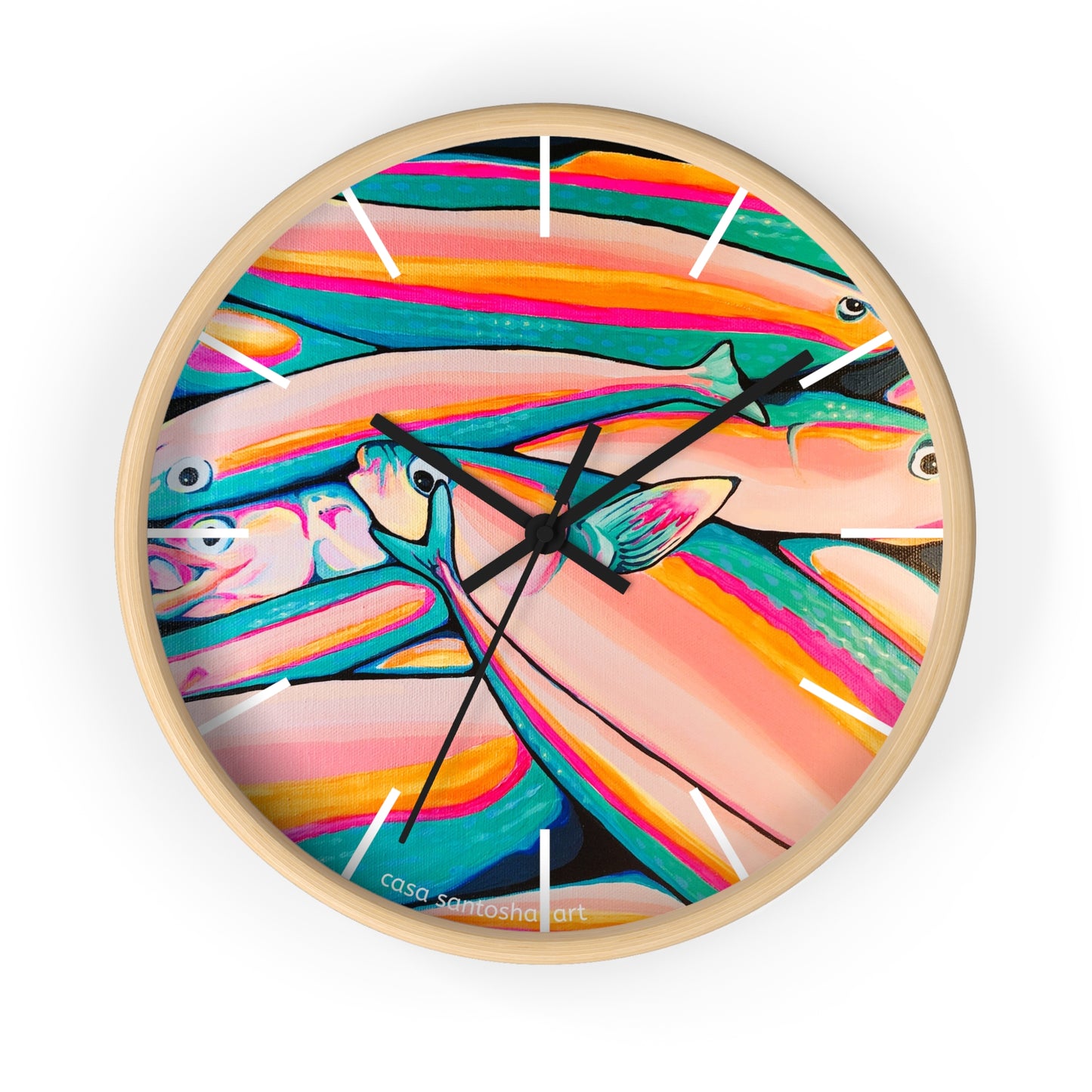 Neon Fish Pop Art Wall Clock