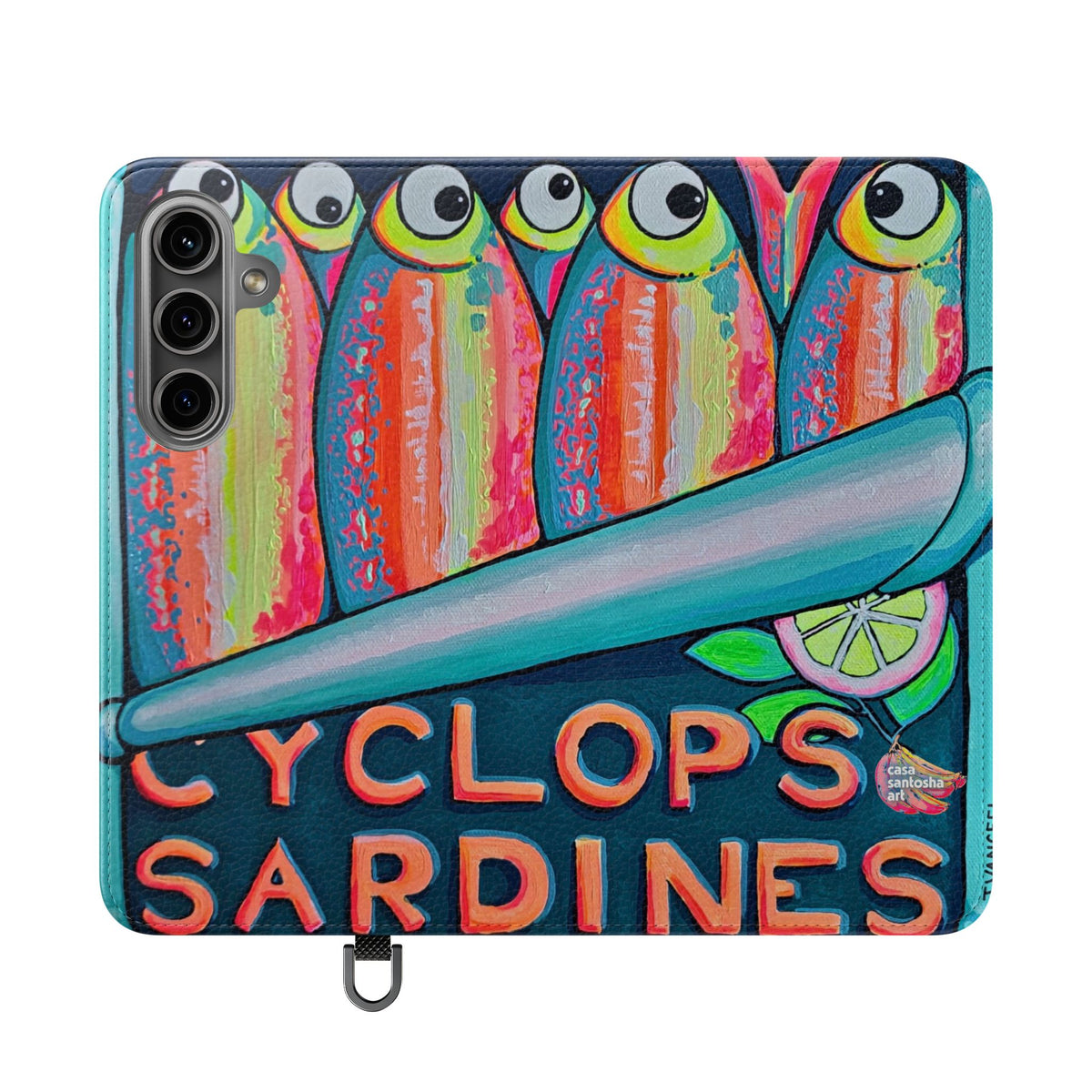 Neon Sardines Flip Phone Case – Wallet Cover with Card Slots