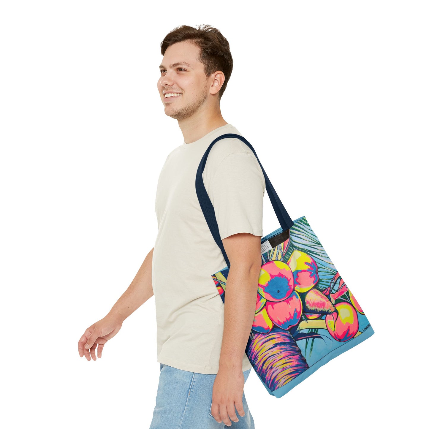Premium Neon Coconuts Tote Bag, Original Artist Design, Reusable Shopping Tote, Eco-Friendly