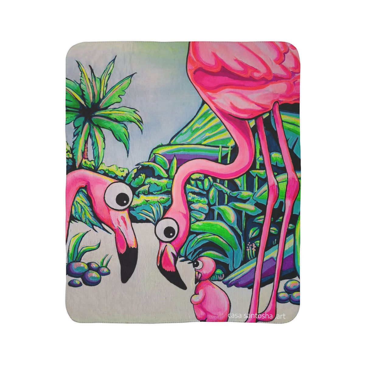 Cyclops Flamingo Family Fleece Sherpa Blanket