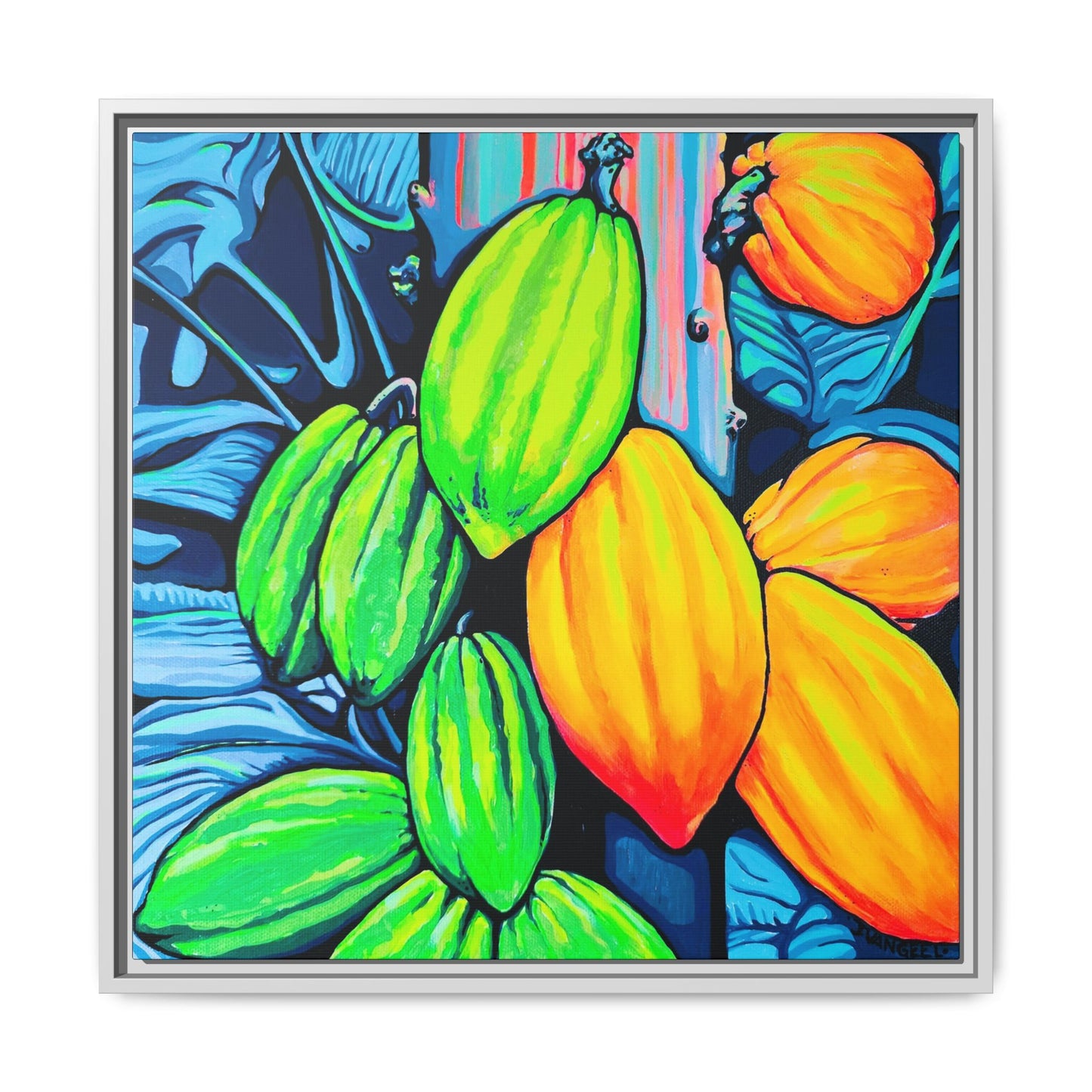 Framed Neon Cacao Canvas Print