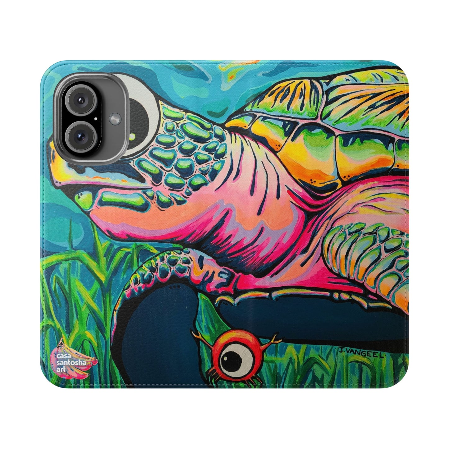 Cyclops Turtle Flip Phone Case – Wallet Cover with Card Slots