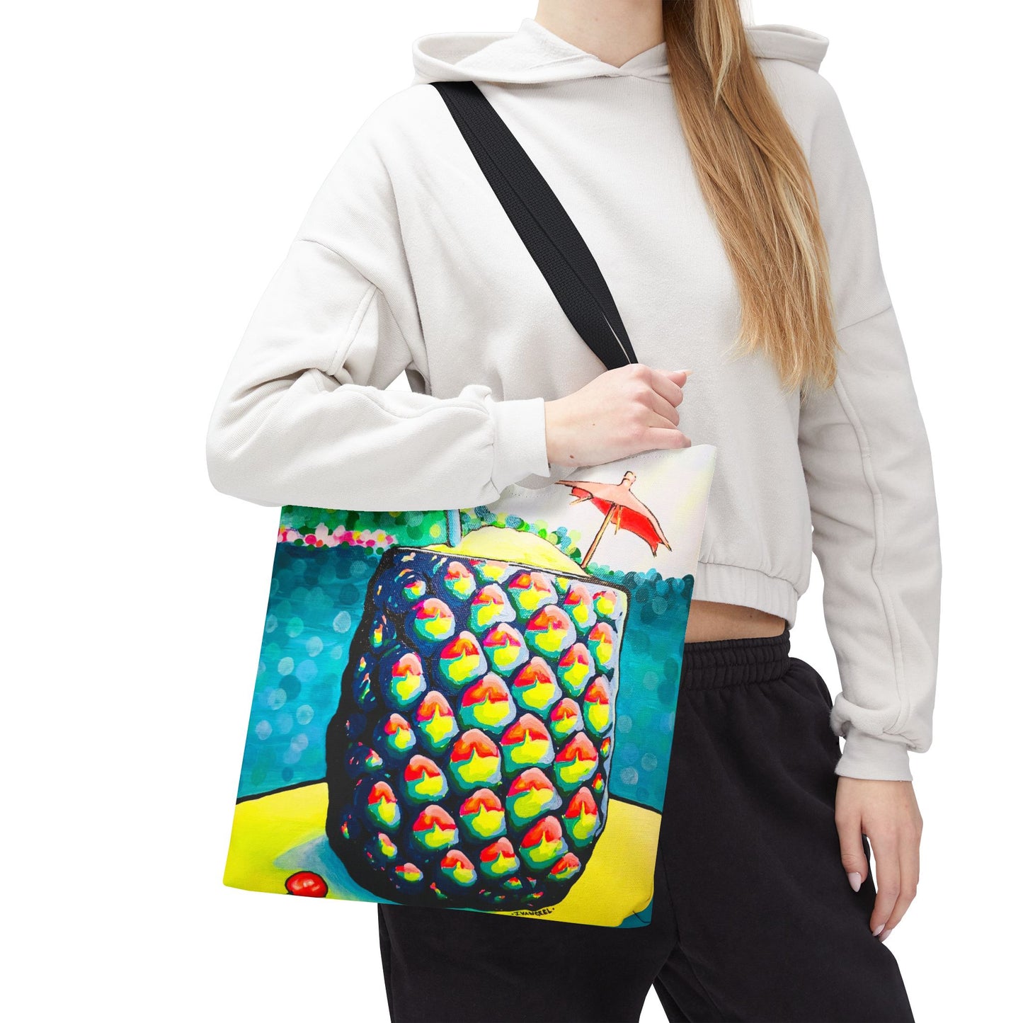 Premium Neon Piña Colada Tote Bag, Original Artist Design, Reusable Shopping Tote,  Eco-Friendly