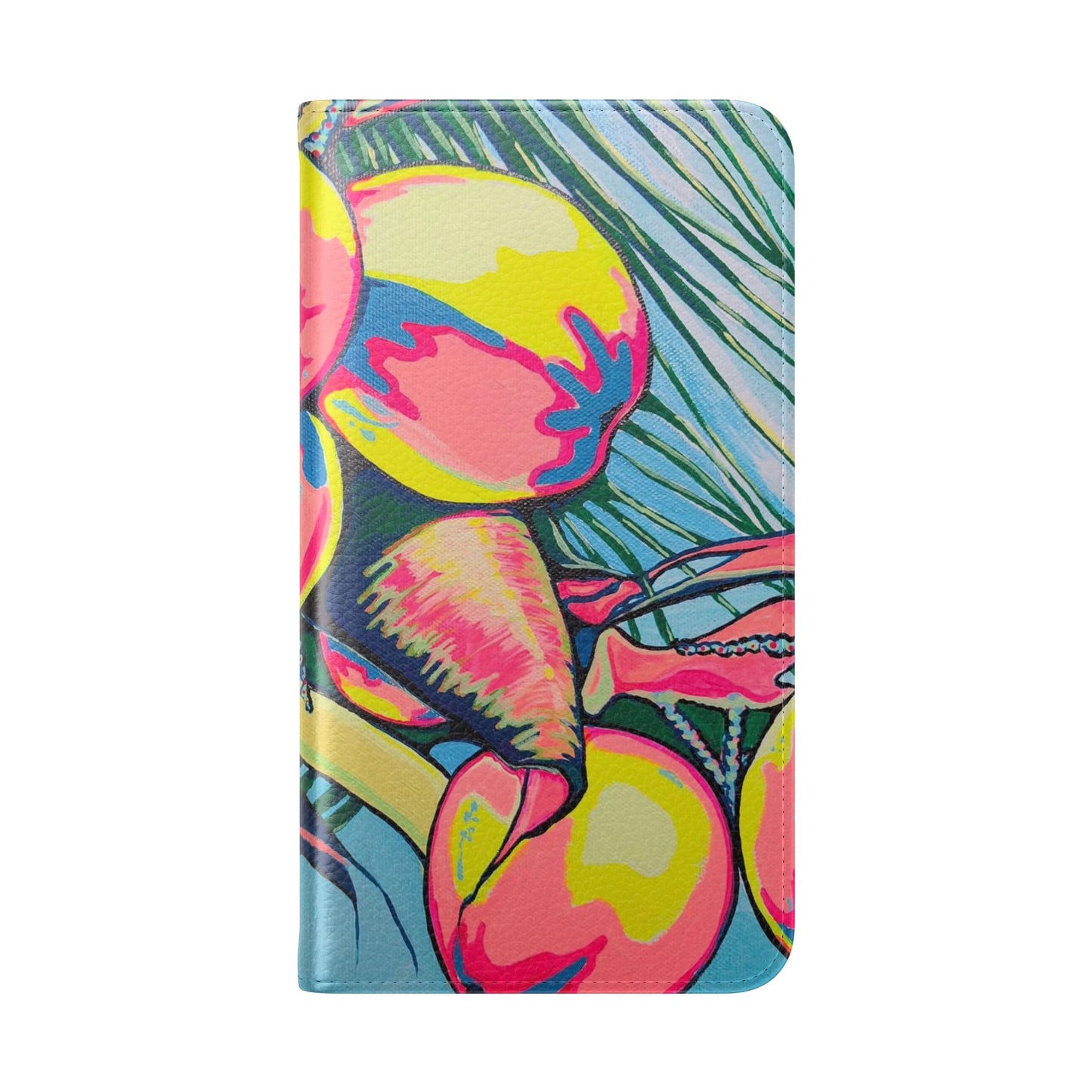 Neon Coconuts Flip Phone Case – Wallet Cover with Card Slots