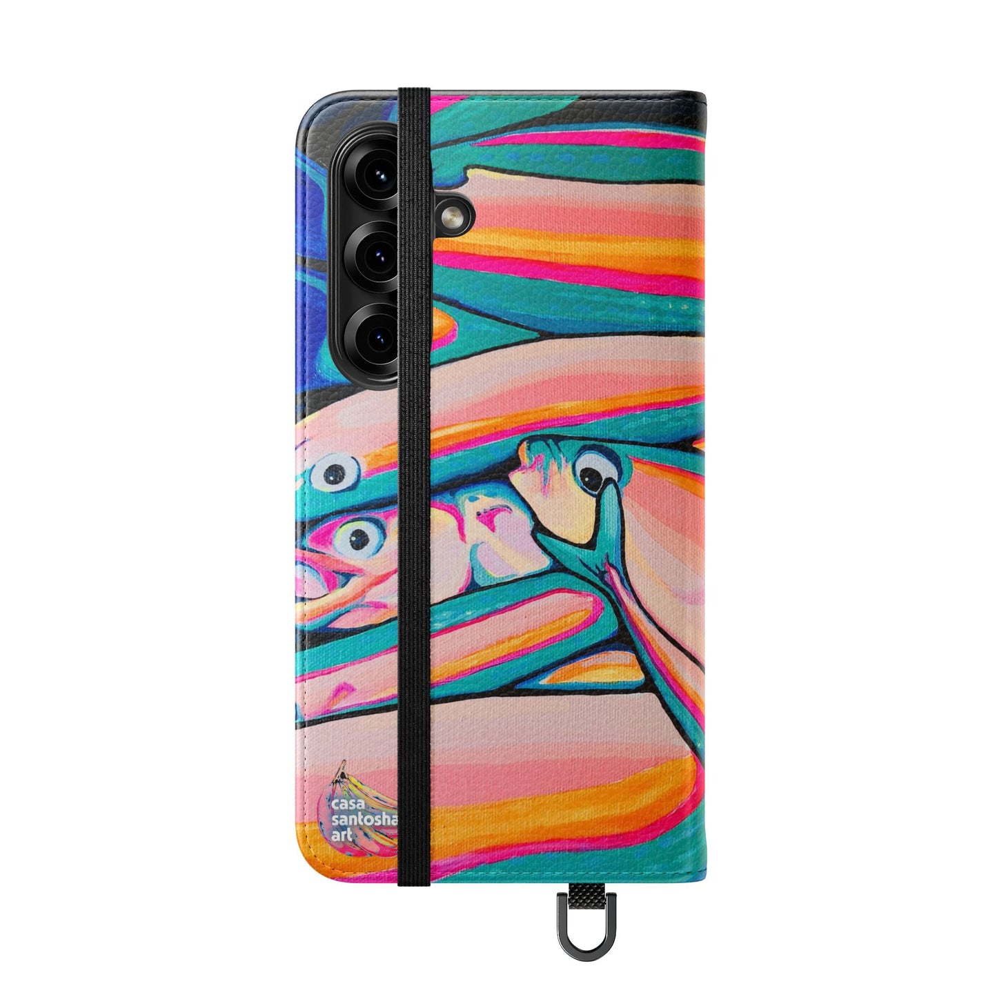 Neon Fish Flip Phone Case – Wallet Cover with Card Slots