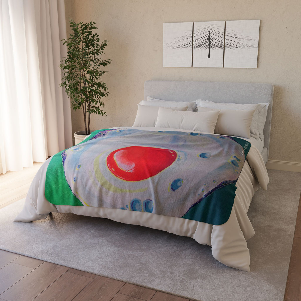 Neon Fried Egg Fleece Sherpa Blanket