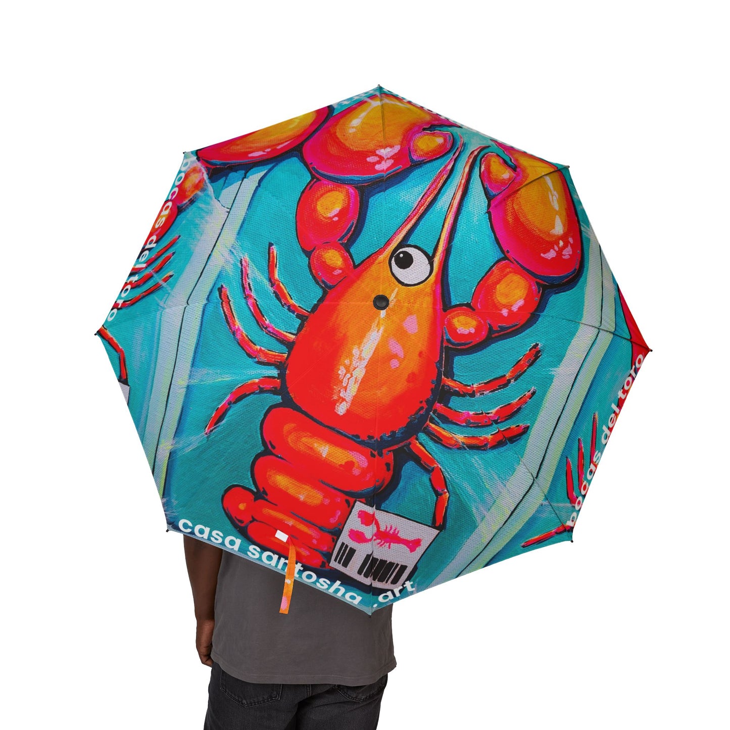 Fresh Neon Lobster Umbrella - Foldable & Stylish Rain Gear