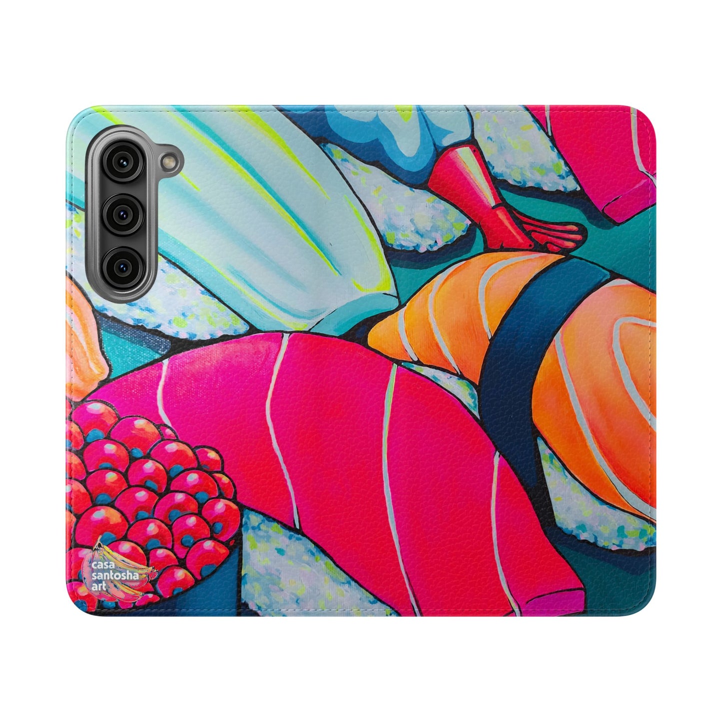 Étui portefeuille pour téléphone à clapet Neon Sushi avec porte-cartes