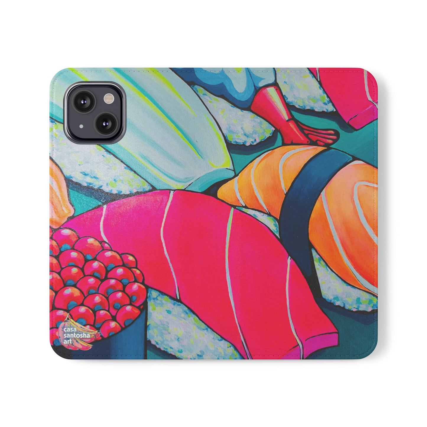 Neon Sushi Flip Phone Case – Wallet Cover with Card Slots