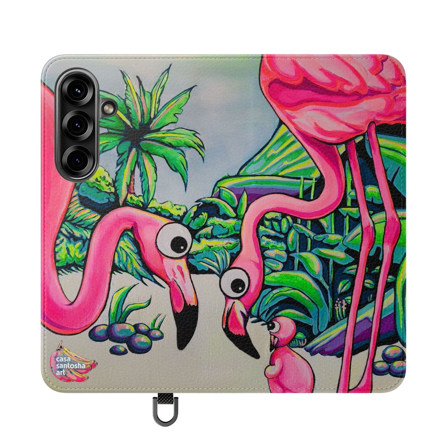 Cyclops Flamingo Family Flip Phone Case – Wallet Cover with Card Slots