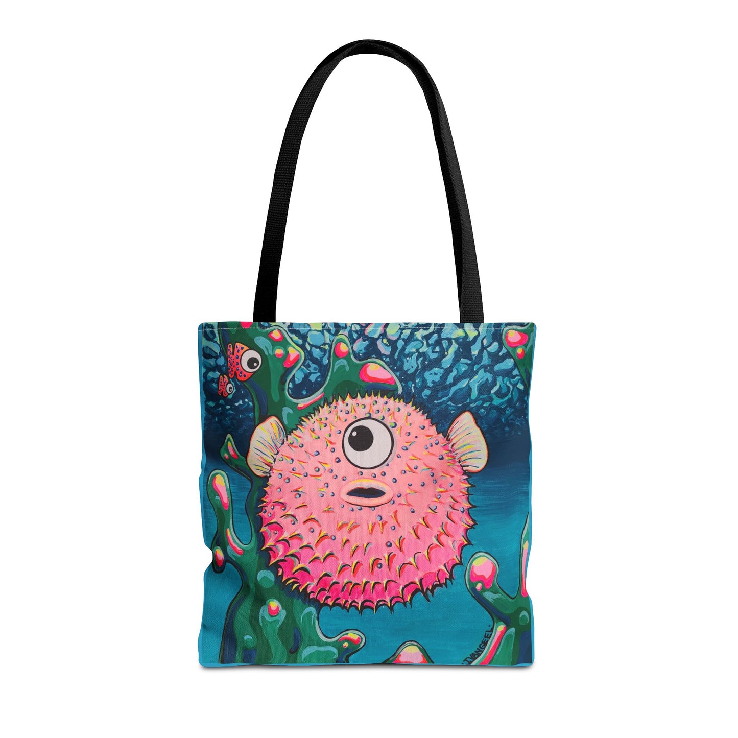 Premium Cyclops Pufferfish Tote Bag, Original Artist Design, Reusable Shopping Tote, Eco-Friendly