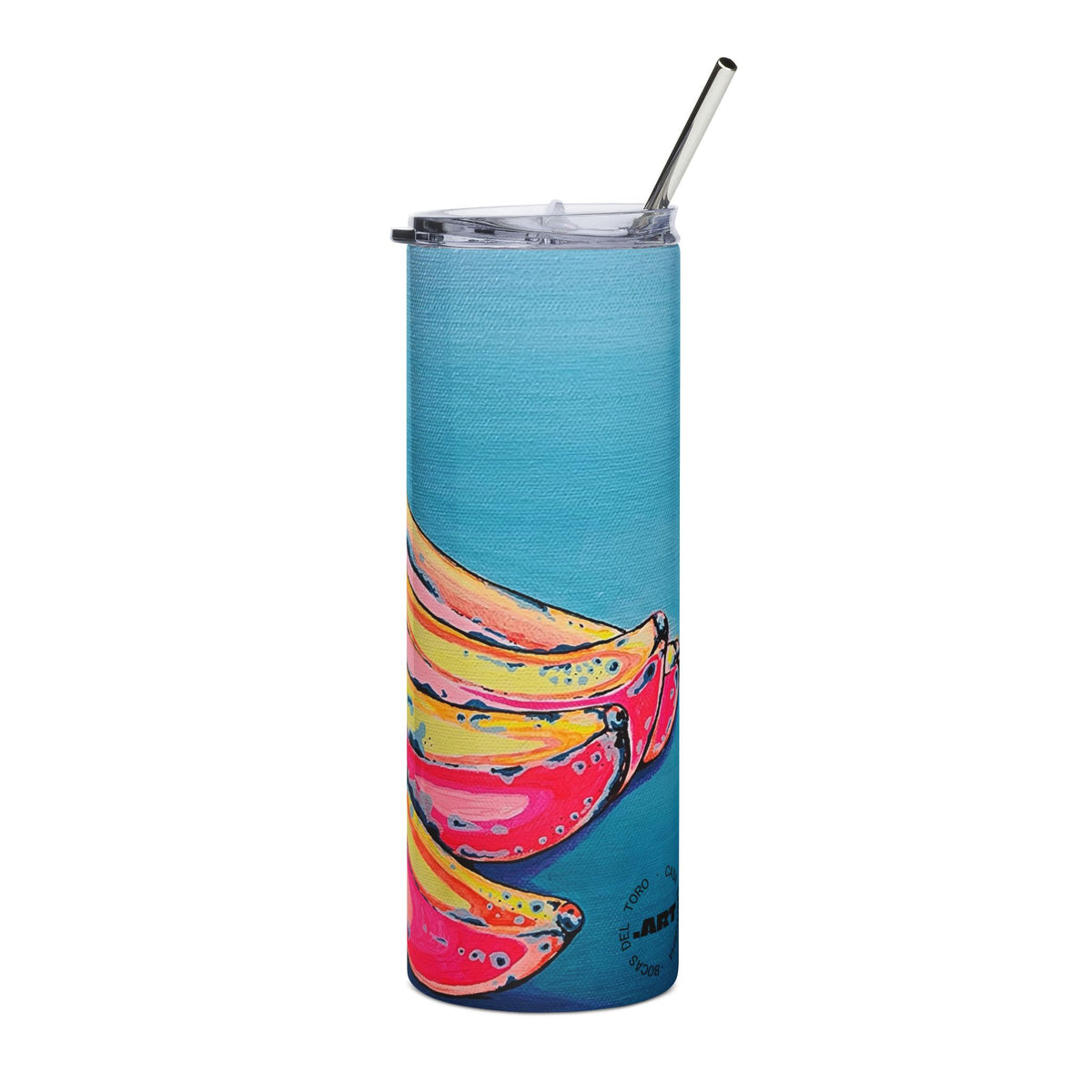 Vaso de acero inoxidable Neon Bananas, 20 oz | Taza de viaje divertida, ecológica