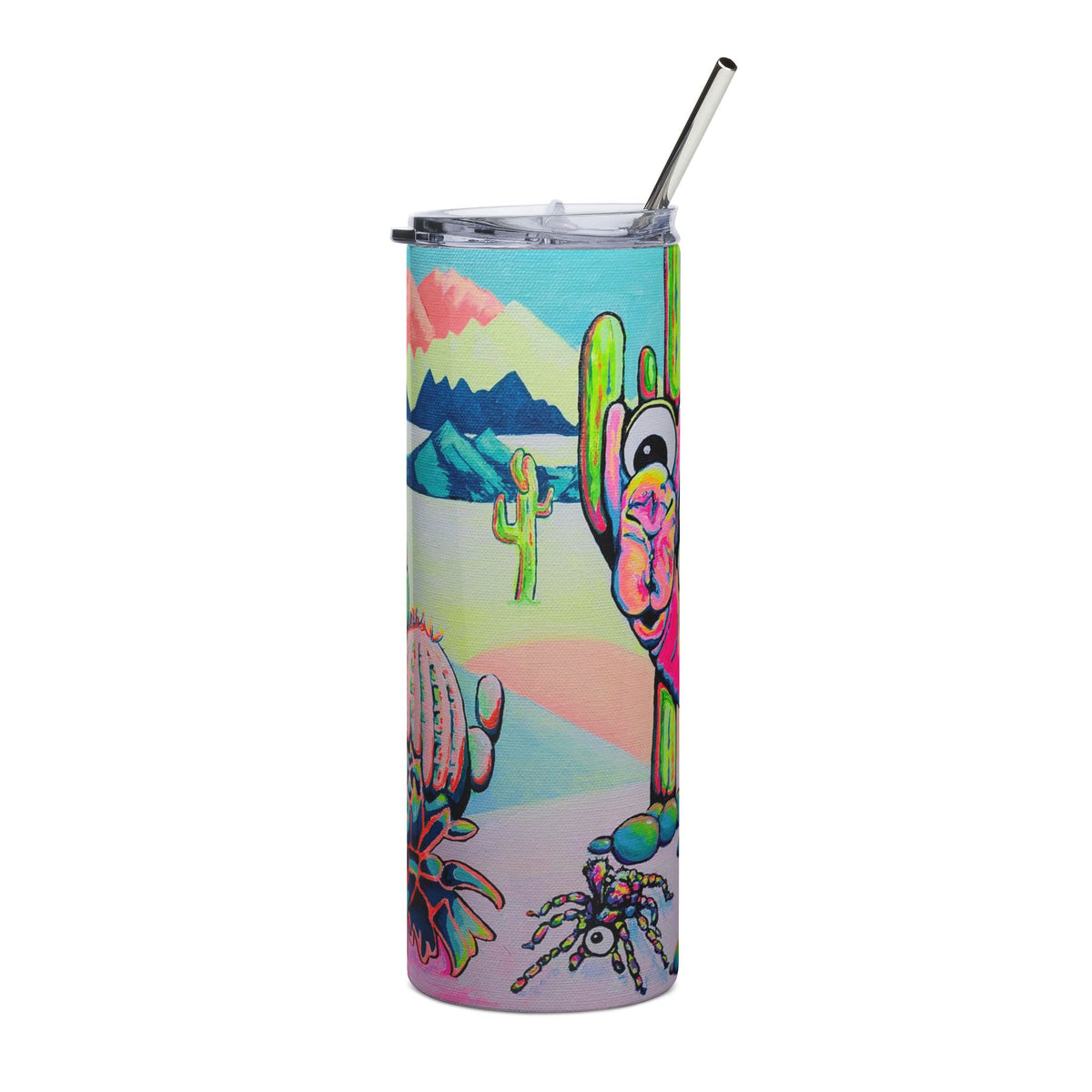 Cyclops Camel Stainless Steel Tumbler - neon pop art by Casa Santosha Art