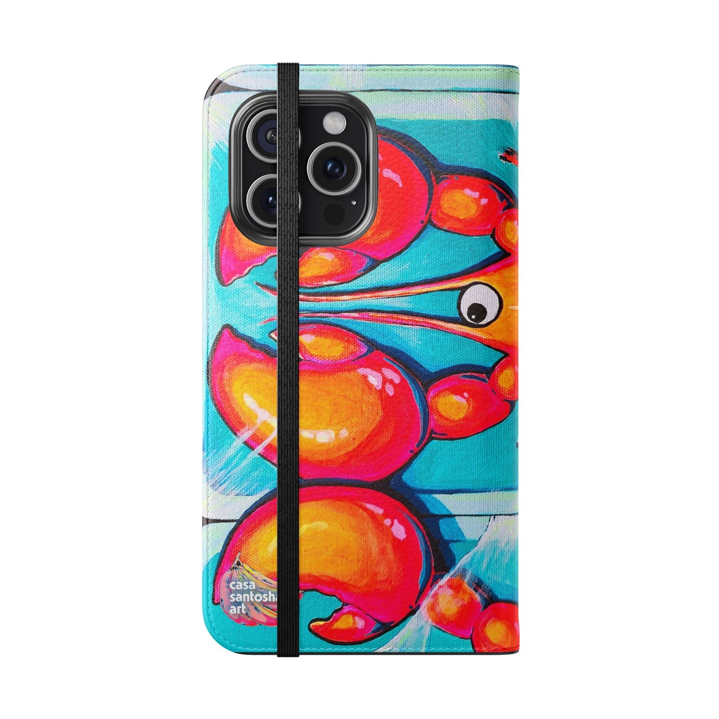 Neon Lobster Flip Phone Case – Wallet Cover with Card Slots