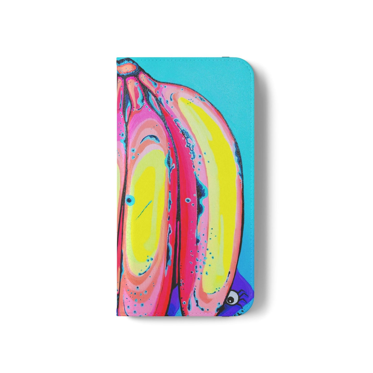 Neon Fat Bananas Flip Phone Case – Wallet Cover with Card Slots