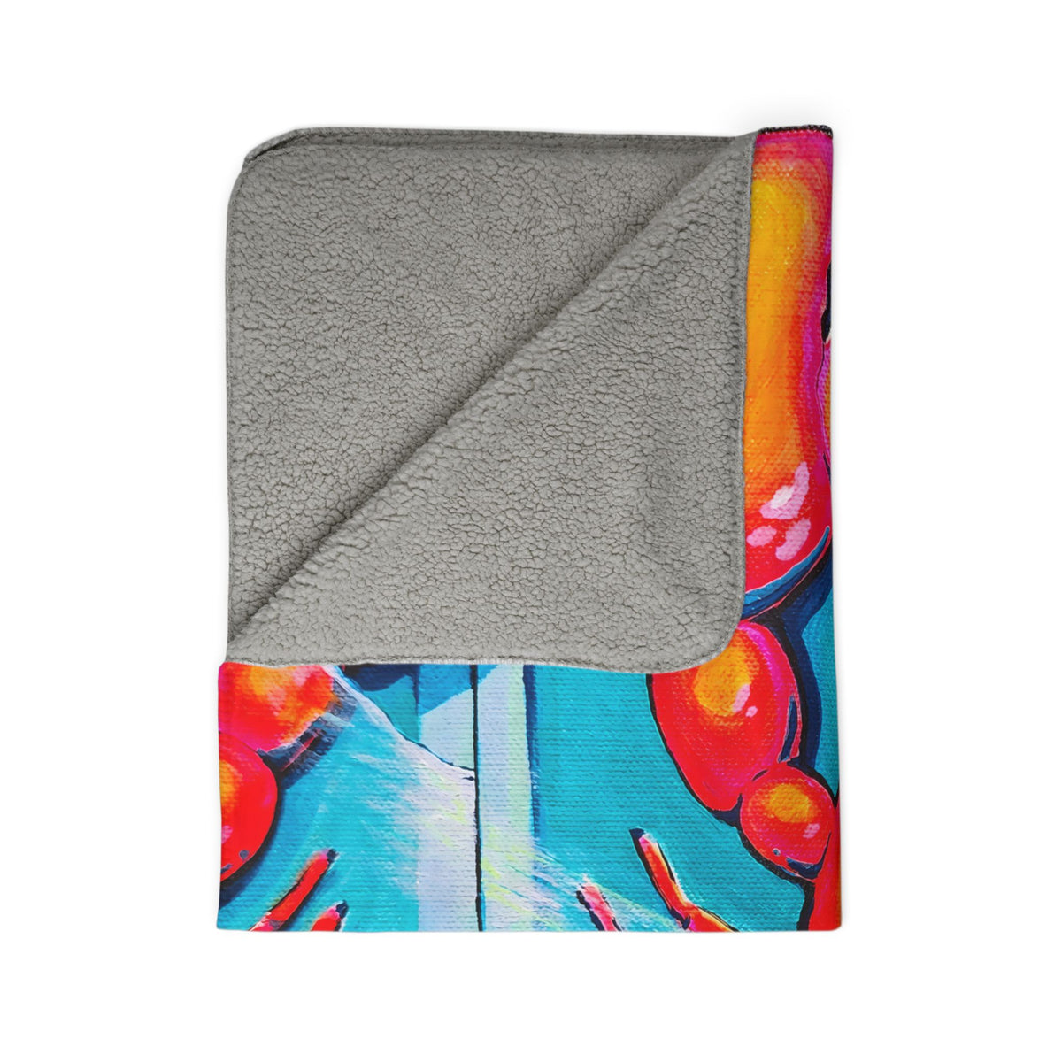 Neon Lobster Fleece Sherpa Blanket
