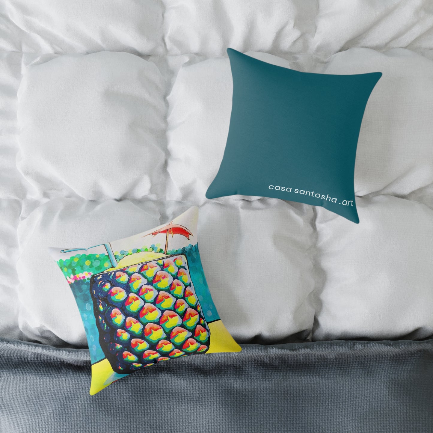 Neon Piña Colada Art Canvas Decorative Pillow