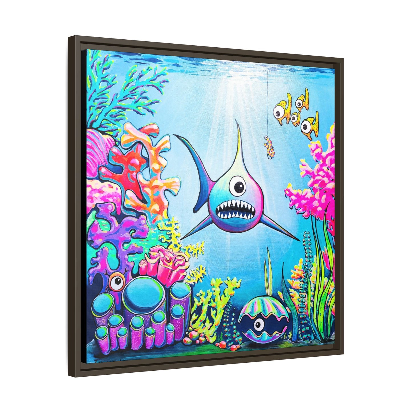 Framed Cyclops Shark Canvas Print
