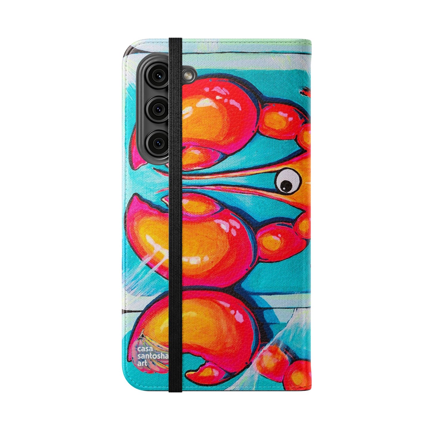 Neon Lobster Flip Phone Case – Wallet Cover with Card Slots