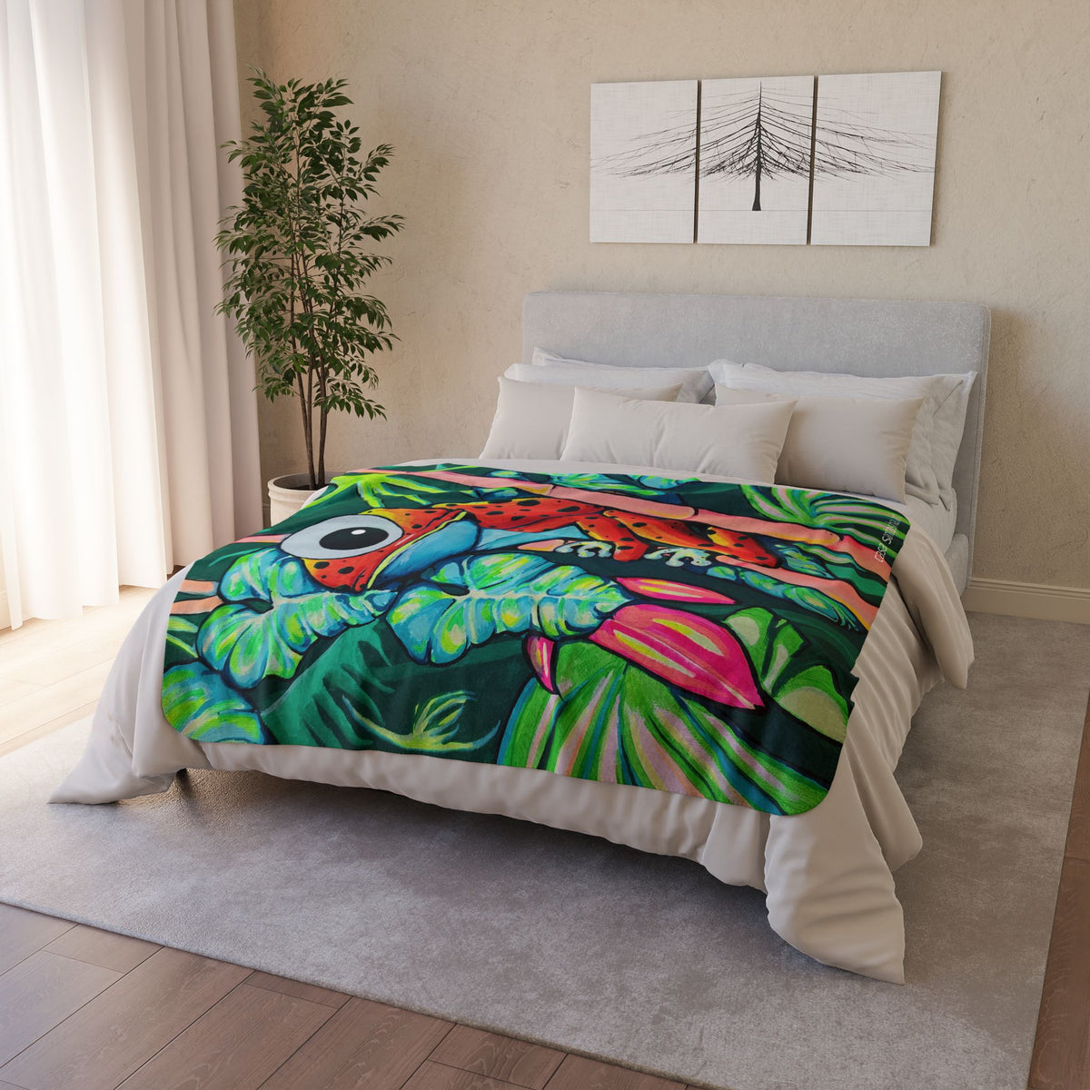 Cyclops Red Frog Fleece Sherpa Blanket