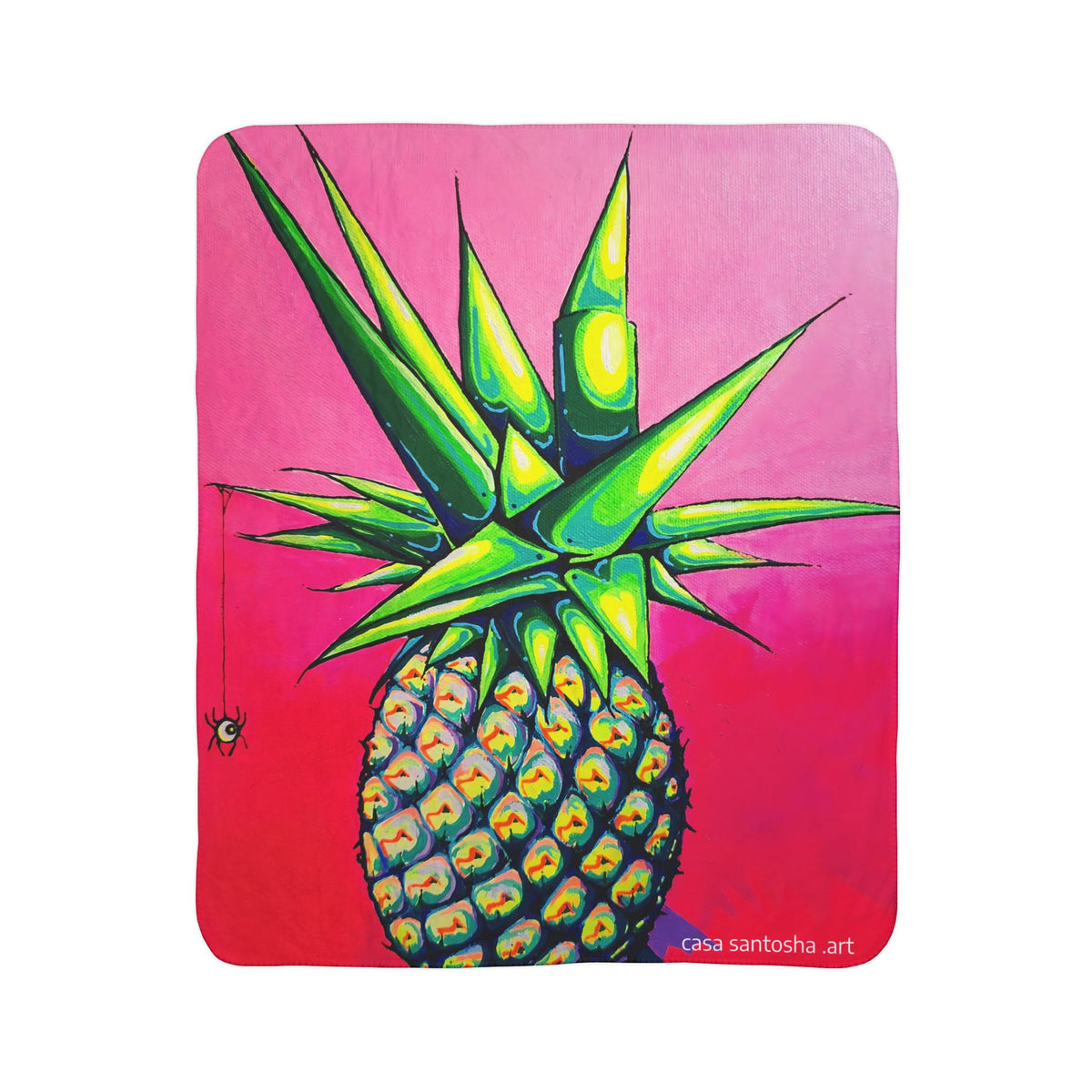 Neon Pineapple Fleece Sherpa Blanket
