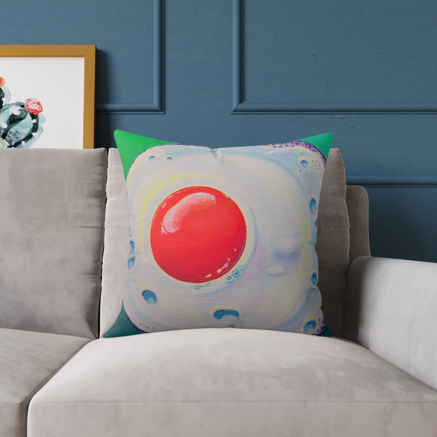 Neon Fried Egg Art Canvas Decorative Pillow