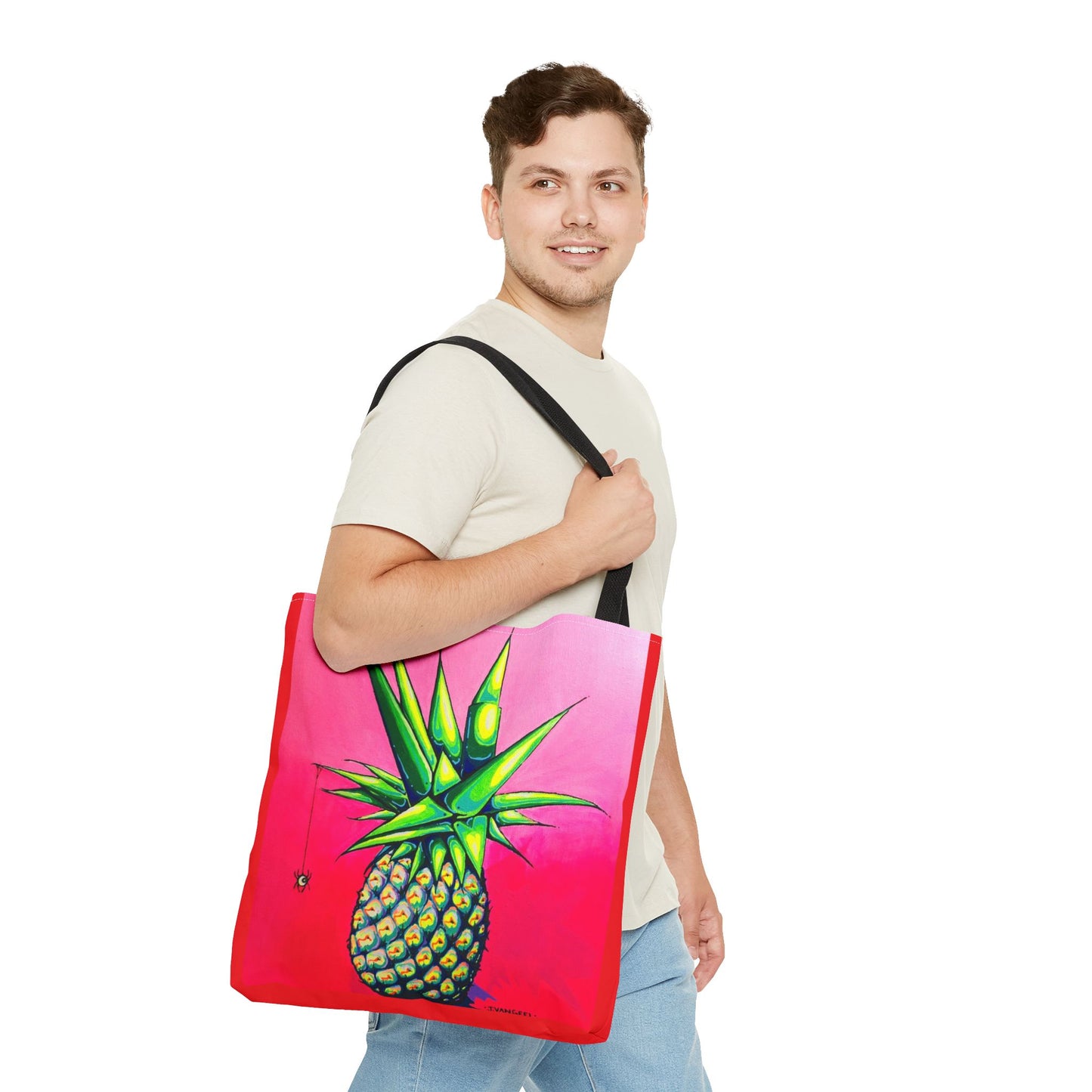 Premium Neon Pineapple Tote Bag, Original Artist Design, Reusable Shopping Tote, Eco-Friendly