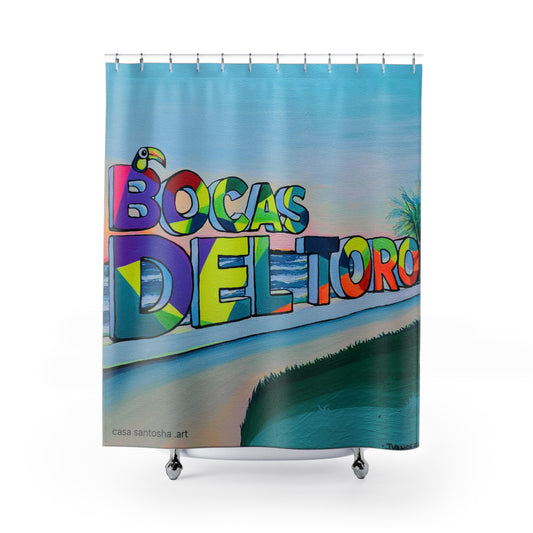 Bocas Del Toro Sign Pop Art Shower Curtain