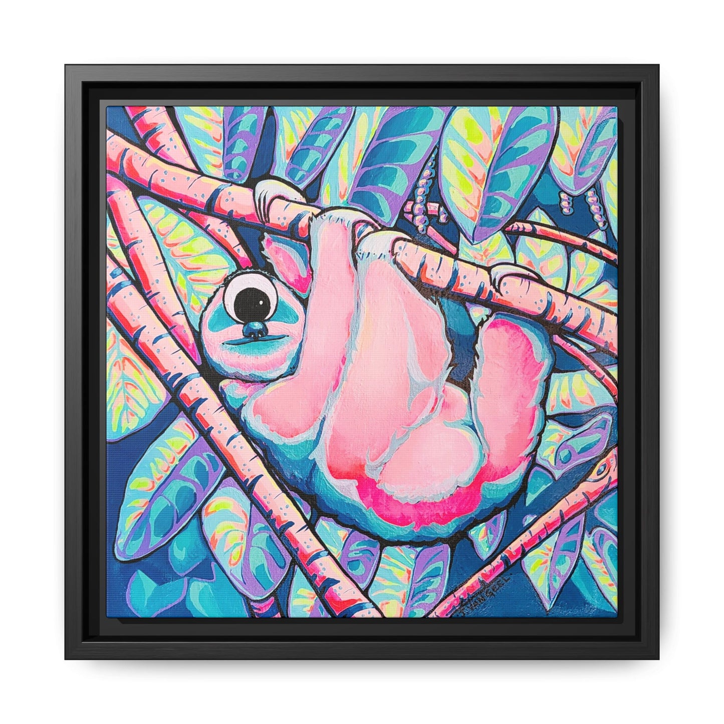 Framed Cyclops Sloth Canvas Print