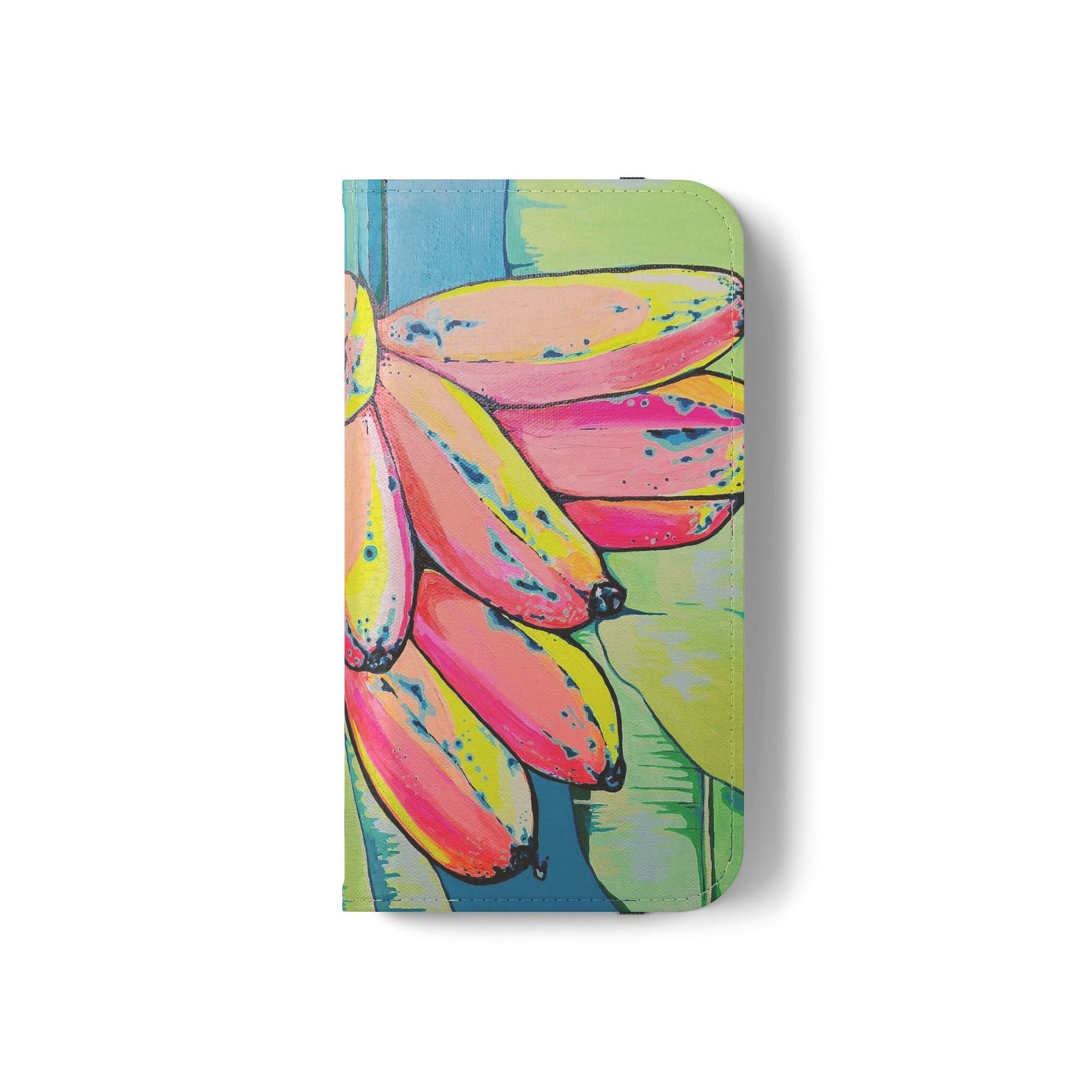 Neon Primitivo Bananas Flip Phone Case – Wallet Cover with Card Slots