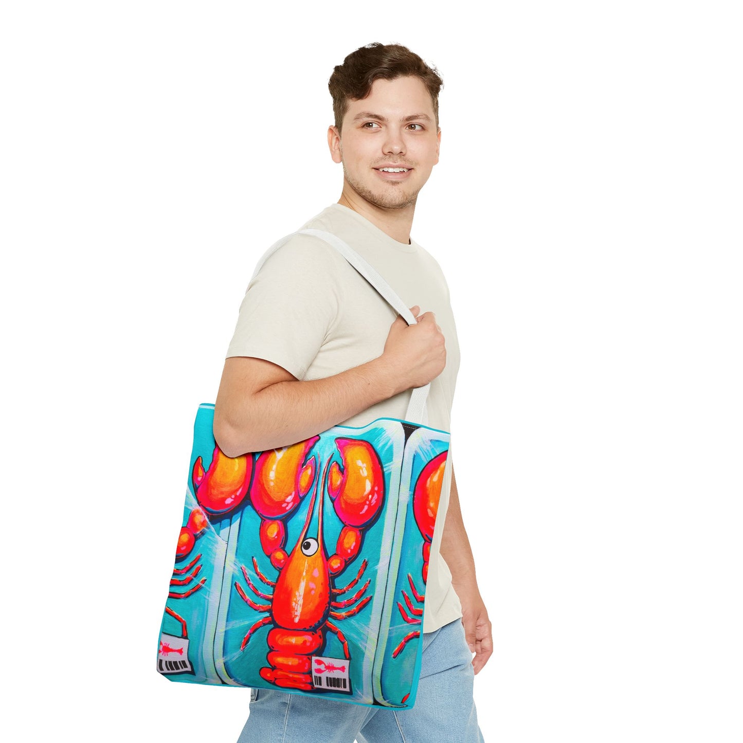 Premium Neon Lobster Tote Bag, Original Artist Design, Reusable Shopping Tote,  Eco-Friendly