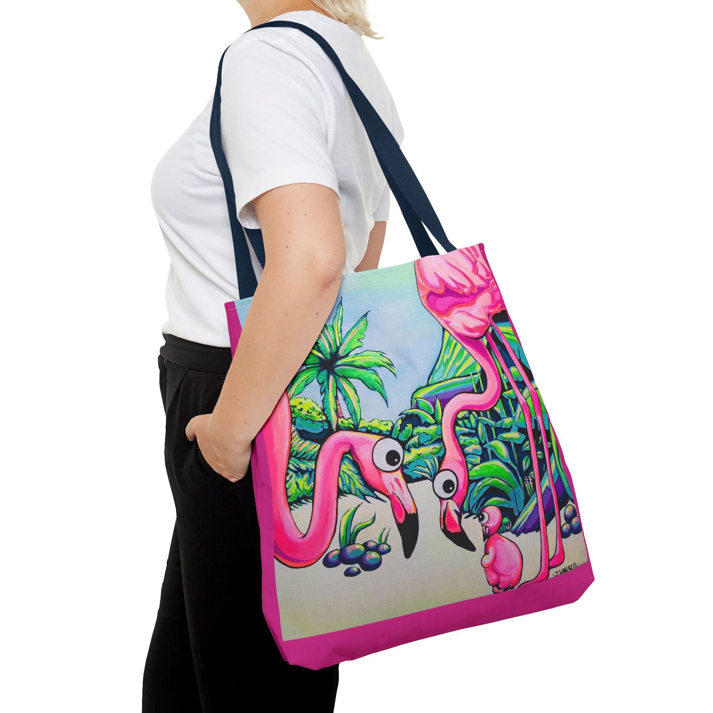 Premium Cyclops Flamingo Family Tote Bag, Original Artist Design, Reusable Shopping Tote,  Eco-Friendly