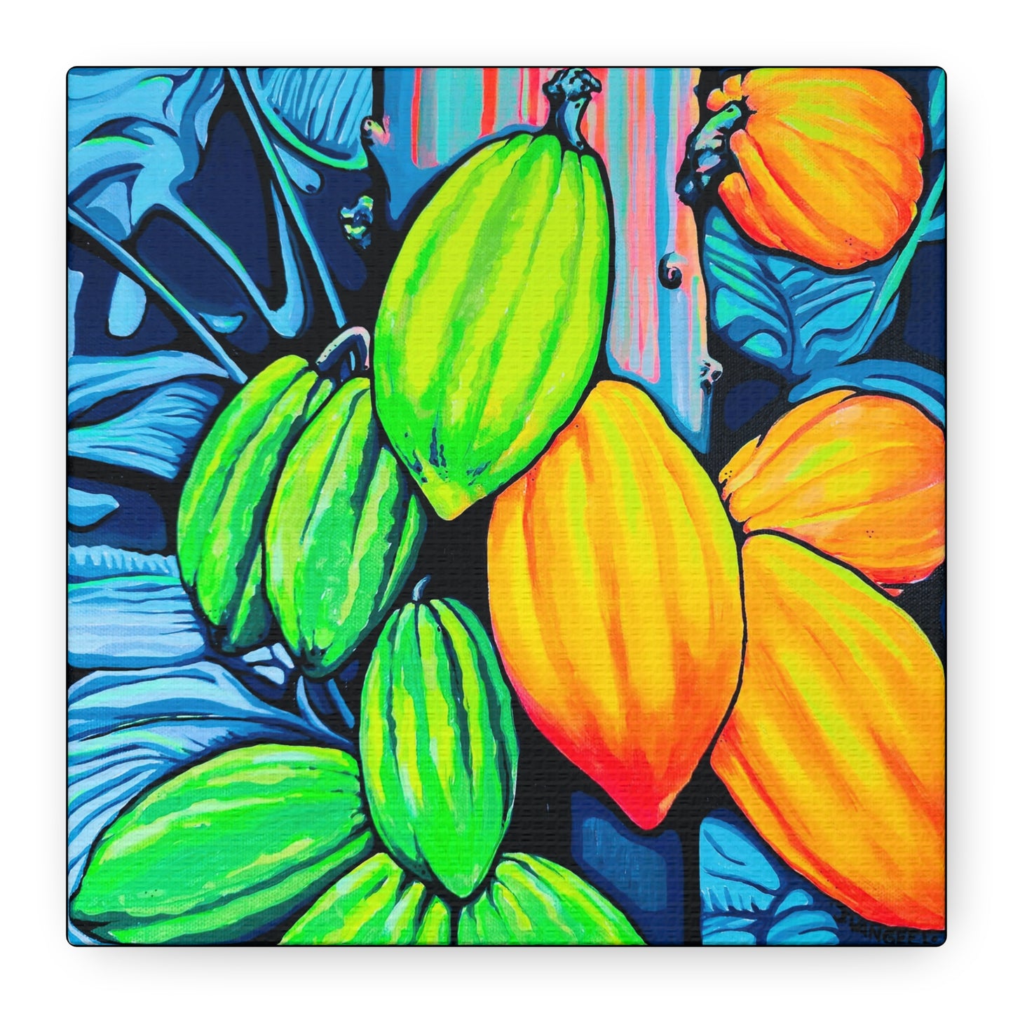 Neon Cacao Canvas Print, Original Artist Design, Home Decor, Wall Art