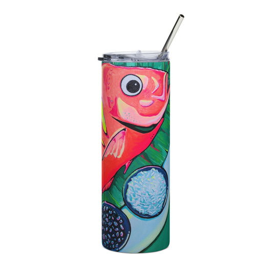 Neon Fried Fish Stainless Steel Tumbler, 20oz | Fun Travel Mug, Eco-Friendly