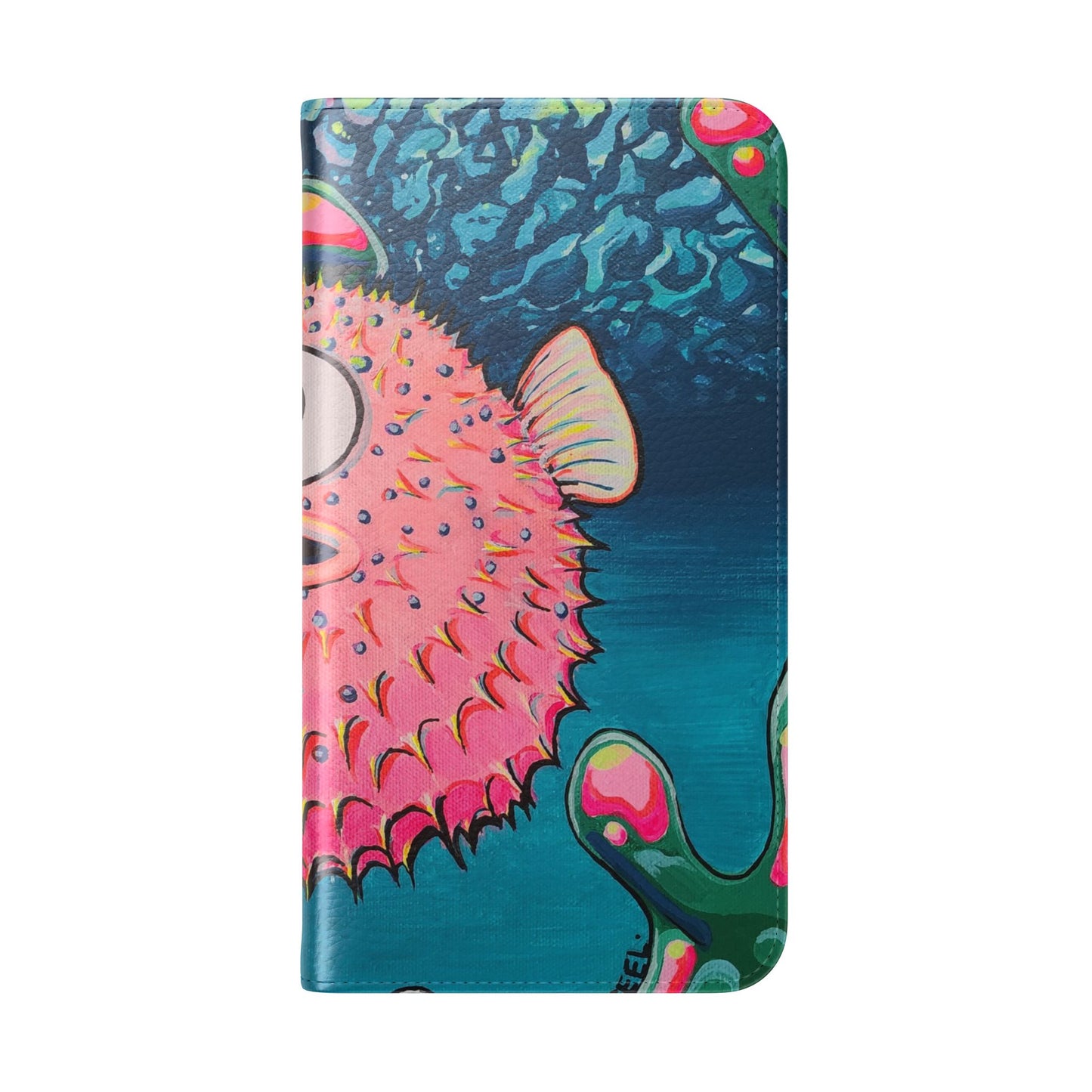 Cyclops Pufferfish Flip Phone Case – Wallet Cover with Card Slots