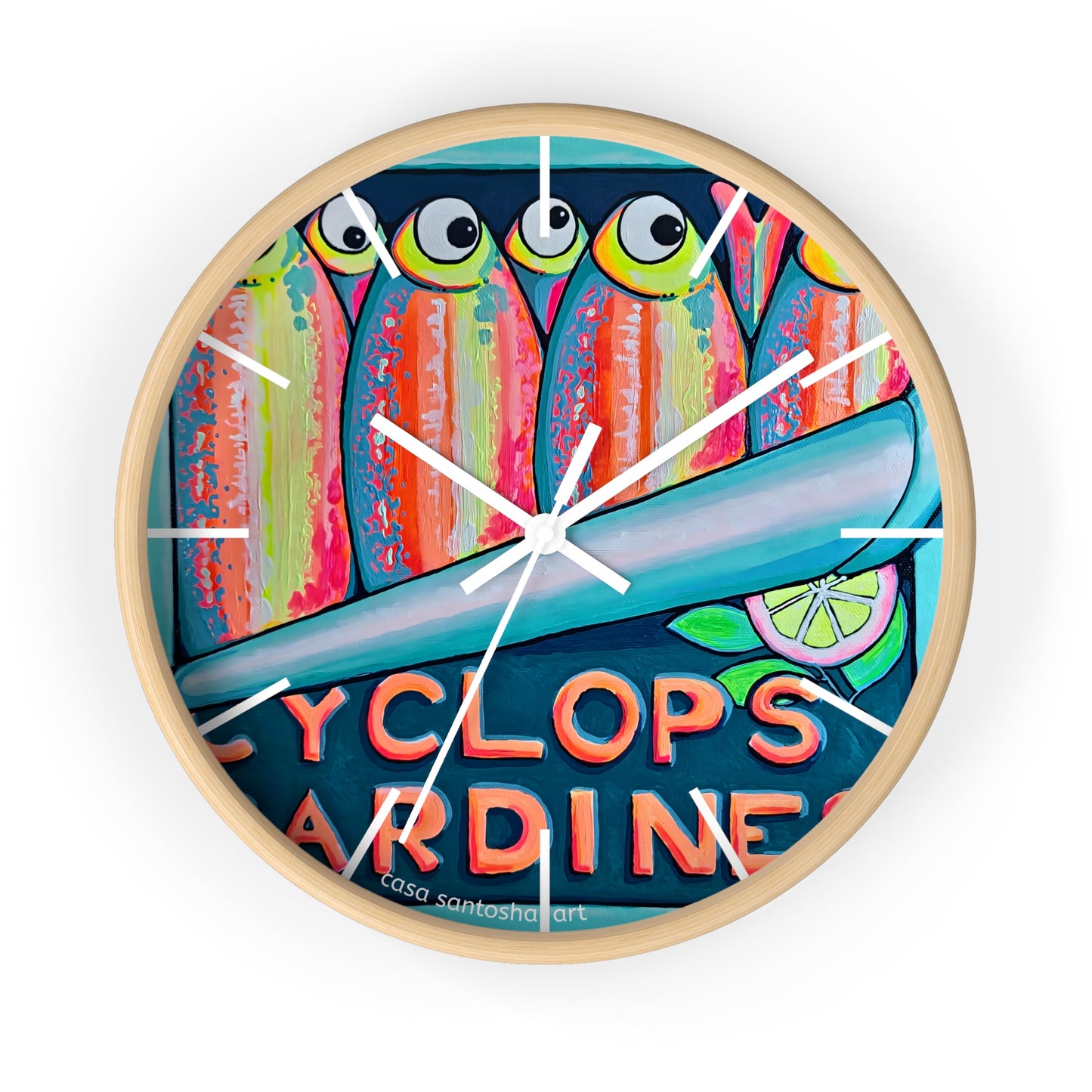 Neon Sardines Pop Art Wall Clock